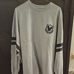 Disney Spirit Jersey Gray And Black Stripes Raised Puff Paint Mickey Disney Back